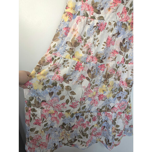 NWT Lane Bryant Floral Tie Strap Tiered Maxi Dress in Spring Bouquet - Picture 3 of 9